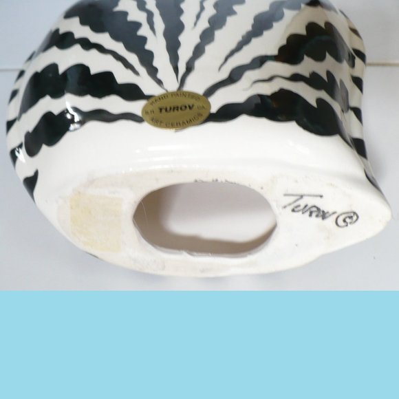 Whimsical Anatoly Turov Ceramic Art Zebra Cat Signed by Artist - Picture 6 of 8